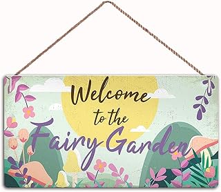 woodsign Welcome to The Fairy Garden Hanging Plaque Garden Shed Summerhouse Sign ,Garden Decor Sign,Wall Door Sign,12"X6"S...