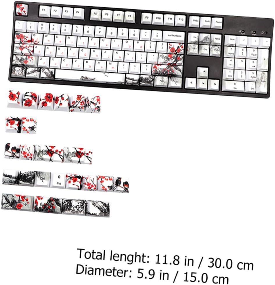 128pcs Pbt Dye Sublimation Mechanical Keyboard Keycaps Set with Chic Pattern, Replacement Keycaps for PC Keyboards, Suitable for Gamers and Typists, Standard Profile, Sturdy