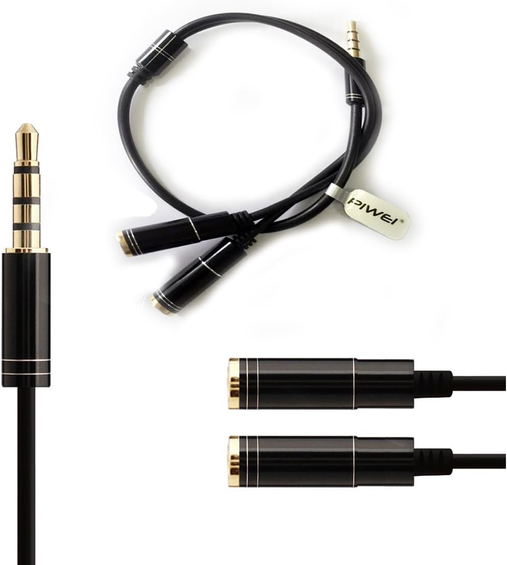 Audio Splitter 3.5mm Male to Female PIWEI Audio Multi Headphone Splitter Cable Stereo Headphone Y Splitter Cable (Black)