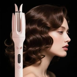 Automatic Hair Curler, Automatic Curling Iron Hair Waver with 4 Temperature&15s Timer,Automatic Shut-Off, Anti-Scald, Anti-Tangle Rotating Curling Travel Size 110V-240V (Pink)