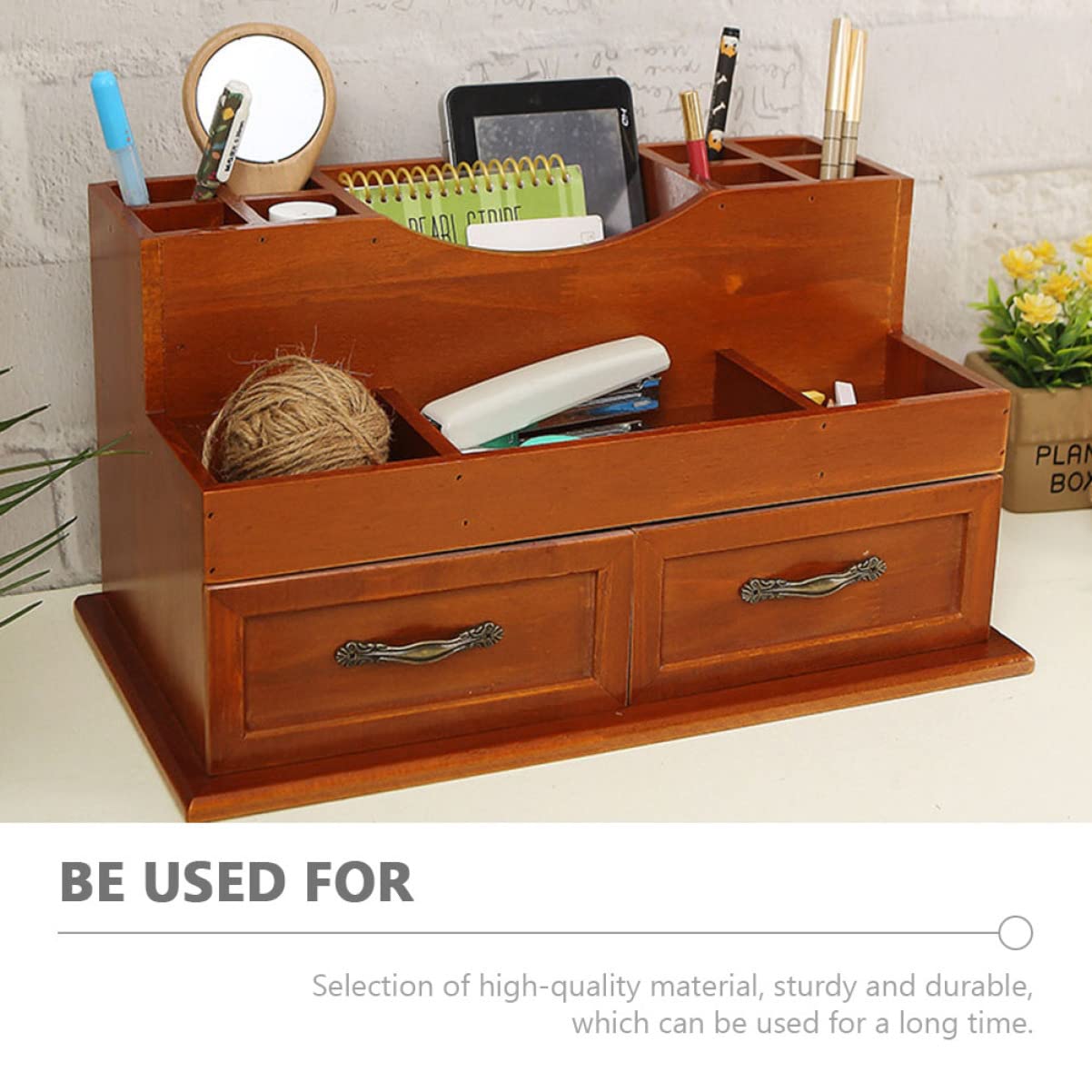 Holzorganizer Aufbewahrungsbox für Make Up im Retro Stil Braun