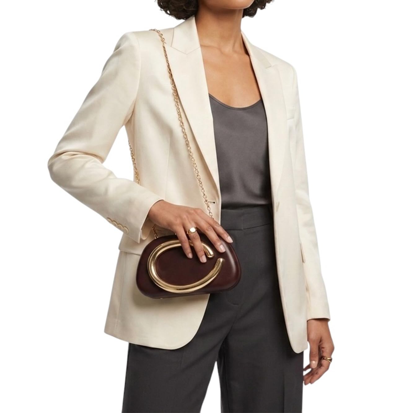 MODELISA - Bolso de Fiesta Tipo Clutch para Mujer, Cartera de Mano Elegante con Cadena de Hombro de Noche Rígido para Bodas, Ceremonias y Eventos