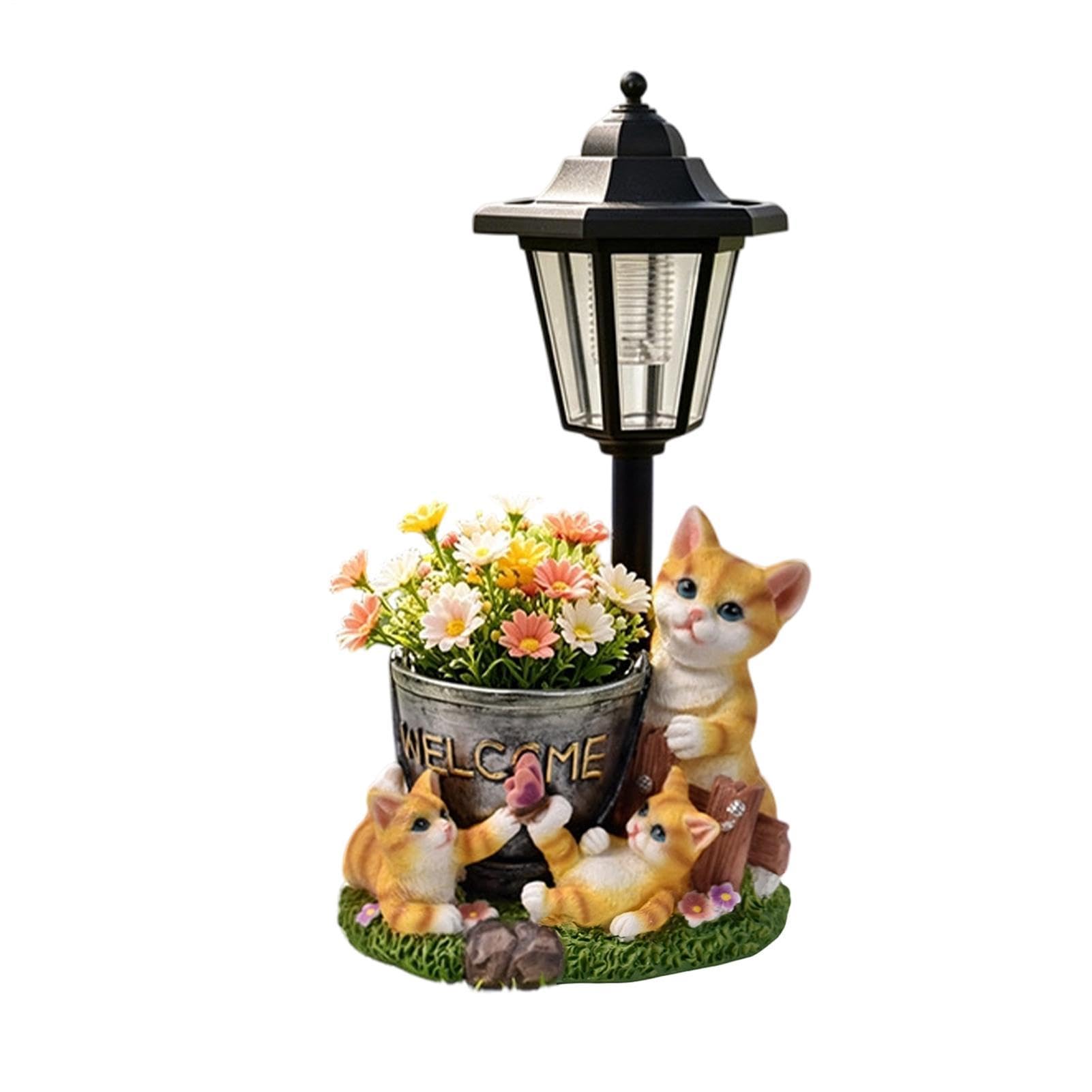 Chat solaire décoratif pour jardin qui veille sur votre cour dès la nuit tombée