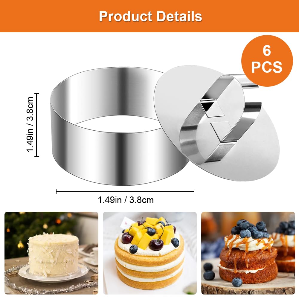6 Anelli Da Dessert Quadrati - Acciaio Inox 8cm, Con Coperchio, Per Torte E Mousse - Foto 7