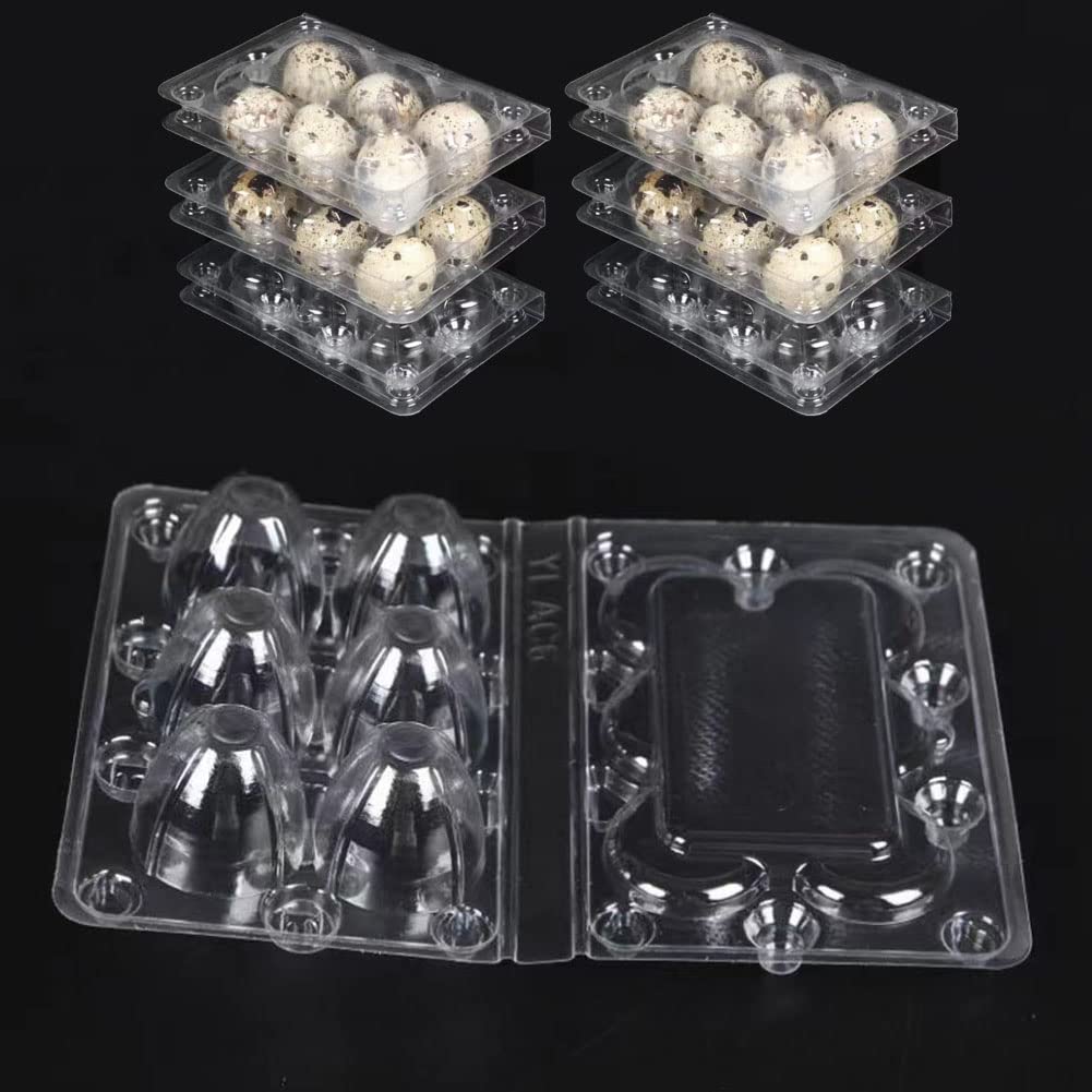 Pack of 30 Quail Egg Boxes, Quail Egg Boxes, 6 Grids, Quail Egg Boxes, Quail Egg Boxes, PVC Egg Holder with Lid, Egg Storage Box for Fridge