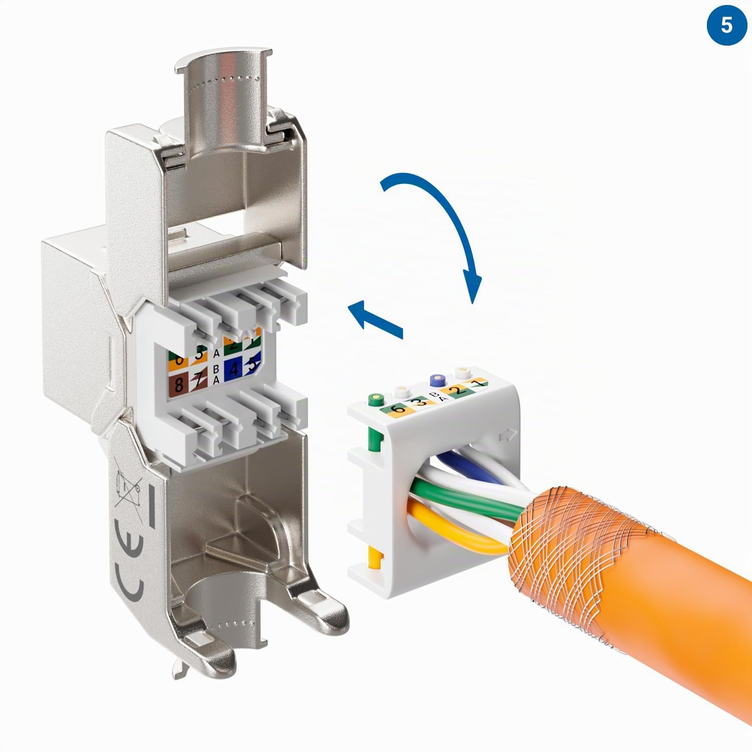 deleyCON CAT 8 Keystone Jack Modul RJ45 STP Verbinder, 12 Stück | Patchkabel Netzwerkkabel, optimal für CAT8 CAT7 CAT7a, STP Schirmung, RJ45 Buchse, Patchpanel, Keystonehalterung, Erweiterung