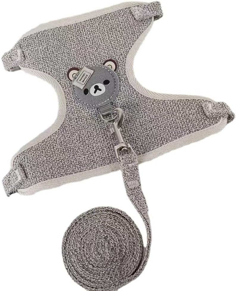 Norhogo Rabbit Harness, Adjustable Rabbit Lead, Rabbit Harness Accessories for Rabbits, Cats, Small Animals, 27-35 cm, 1.20 m (S, Grey)