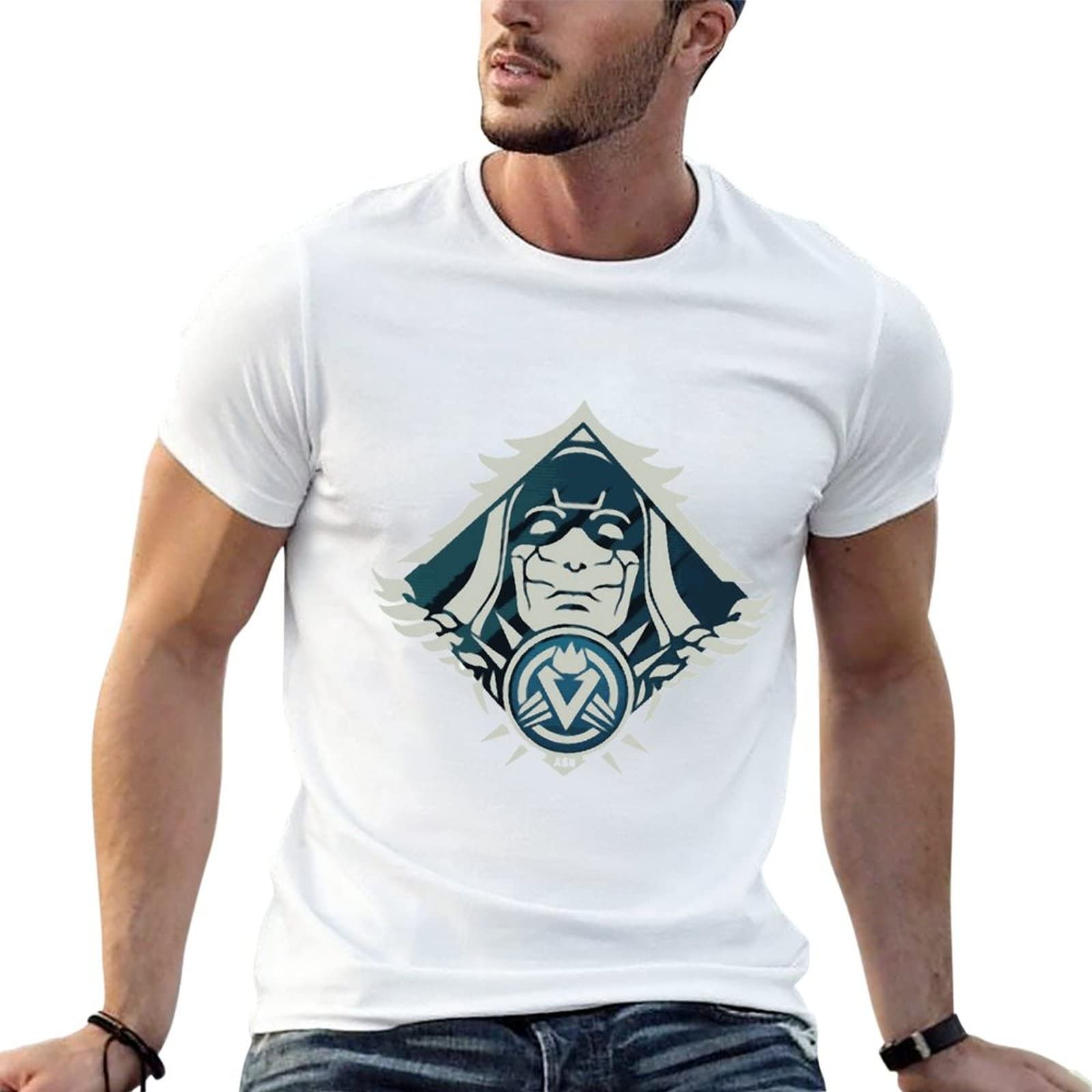 Airkungfu T-shirt da uomo in cotone con lettore VR TV e videogiochi, idea regalo, Bianco-stile-23, L