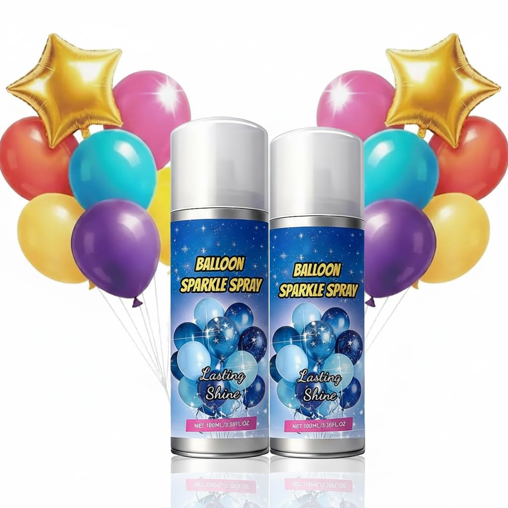 Balloon Shine Spray for Party,2PACK High Shine Balloon Spray, Fast-Drying Non-Greasy Polish for Latex Balloons,Waterproof Long Lasting High Gloss & Glow for Birthday Wedding Party Decorations