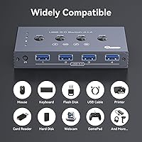 Vista 5 de Selector de conmutadores USB 3.0 4 ordenadores comparten 4 puertos USB A dispositivos para mouse teclado impresora escanne con control remoto
