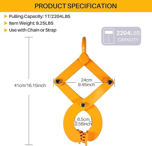 Miniatura 3 de Abrazadera extractora de palets 1T/2204LBS Extractor de gato de plataforma Extractor de gancho de tijera de acero, agarrador de palés de apertura de