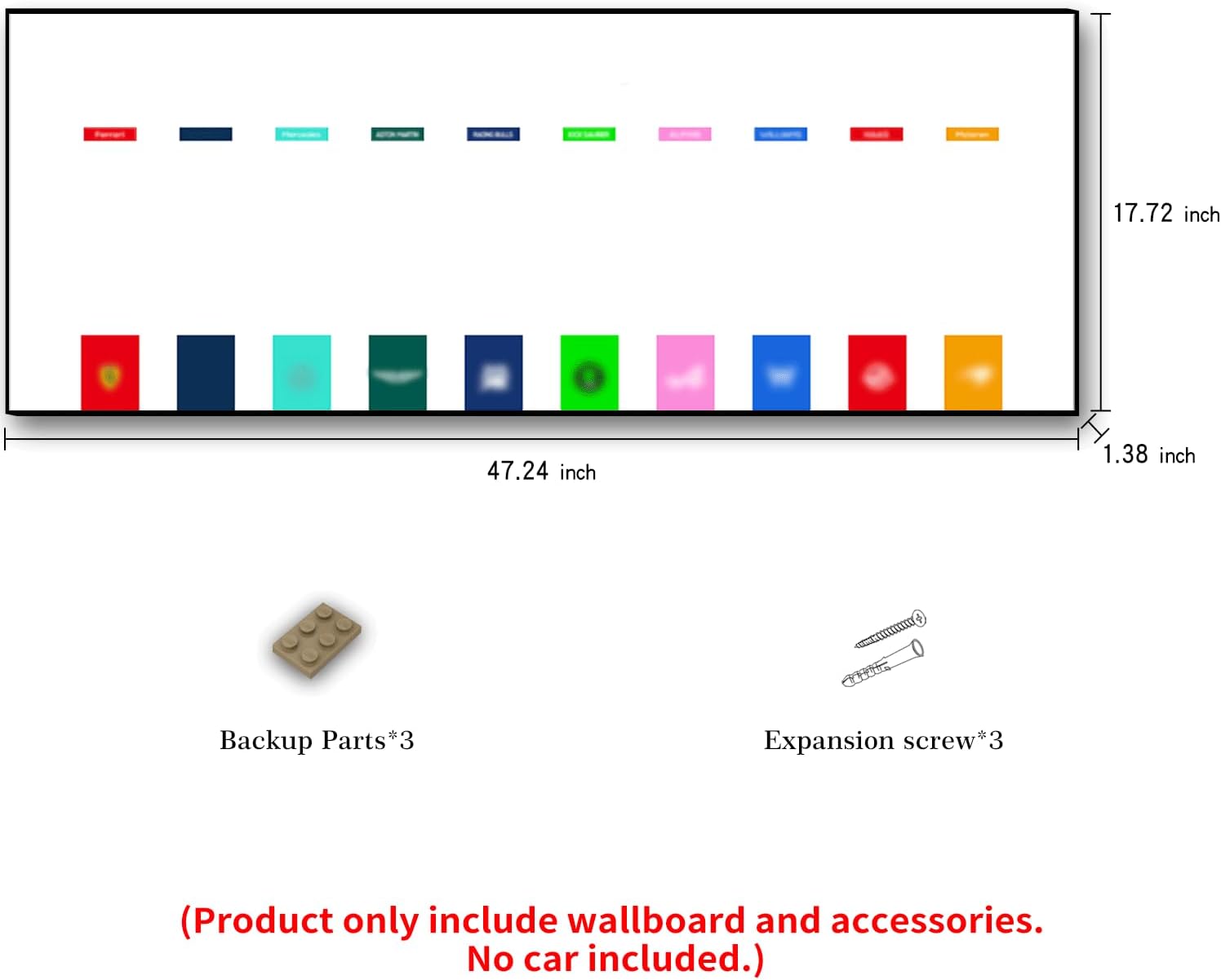 iLuane Display Wallboard for LEGO Speed Champions Collector's Pack 66802, Holds 10 Cars on One Frame, Adult Collectibles Wall Mount, Home or Office Décor, 77242–77251 Style A (No Car Included)