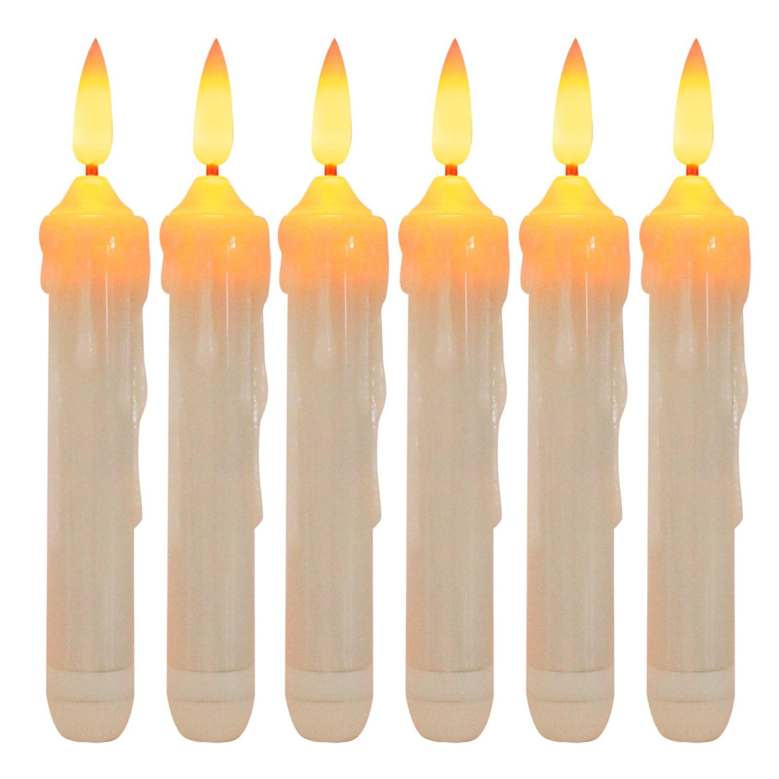 ANPISU Bullet Long Pole LED Candle Light Wedding Season Birthday Party Decoration LED Electronic Light Atmosphere Strip Candle Light Yellowflash（6pcs