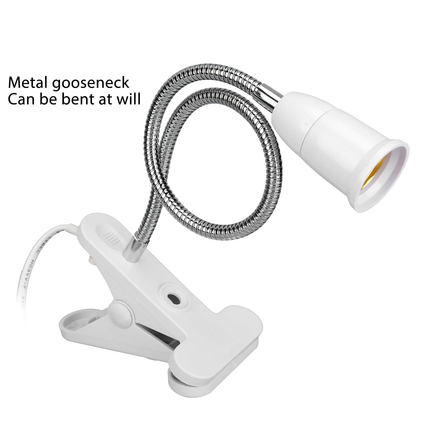 Lampada A Clip Doppia Testa E27 GlowUp - Collo Di Cigno Regolabile 360°, Cavo 1.25m, Con Pinza E Interruttore - Foto 5