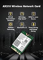 Vista 2 de Tarjeta WiFi 6E Intel AX210 NGW Bluetooth 5.3 Adaptador de Red Tri-Band 5400Mbps para Laptop Soporte Windows 10/11 (64bit) M.2/NGFF