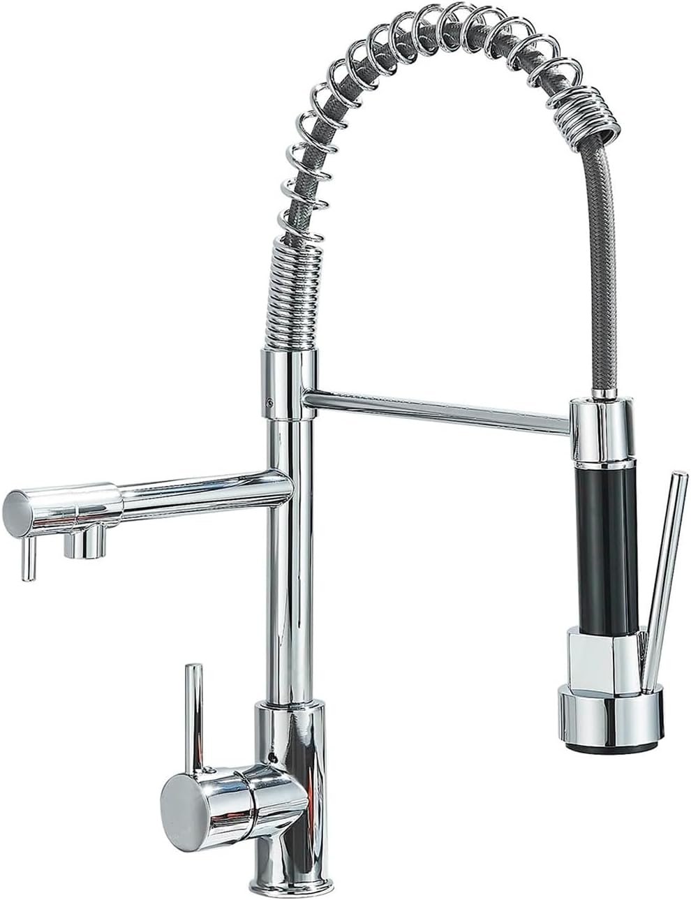 Kitchen Faucets - Two Spouts Sink Mixer Tap, Chrome 360° Degree Rotation Single Hole, with Pull Down Spray Sink Mixer Taps, Pot Filler Dual Spout