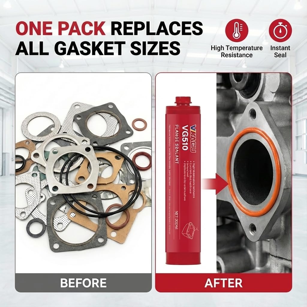 VG510 Anaerobic Flange Sealant - High Temperature Gasket Maker for Rigid Metal Machined Flanges - Chemical & Fluid Resistant - Replaces Solid Gaskets - 10.14 fl oz Cartridge