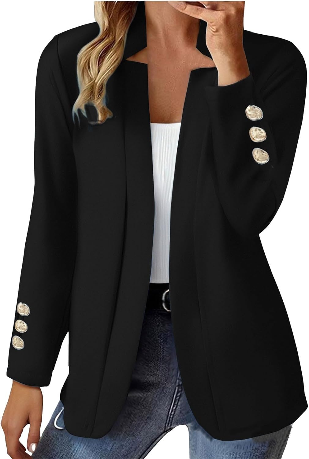 Blazers for Women with Pockets Long Sleeve Office Spring Jackets Single Button Blazer Dressy Business Casual Work Suit Coats - Image 2