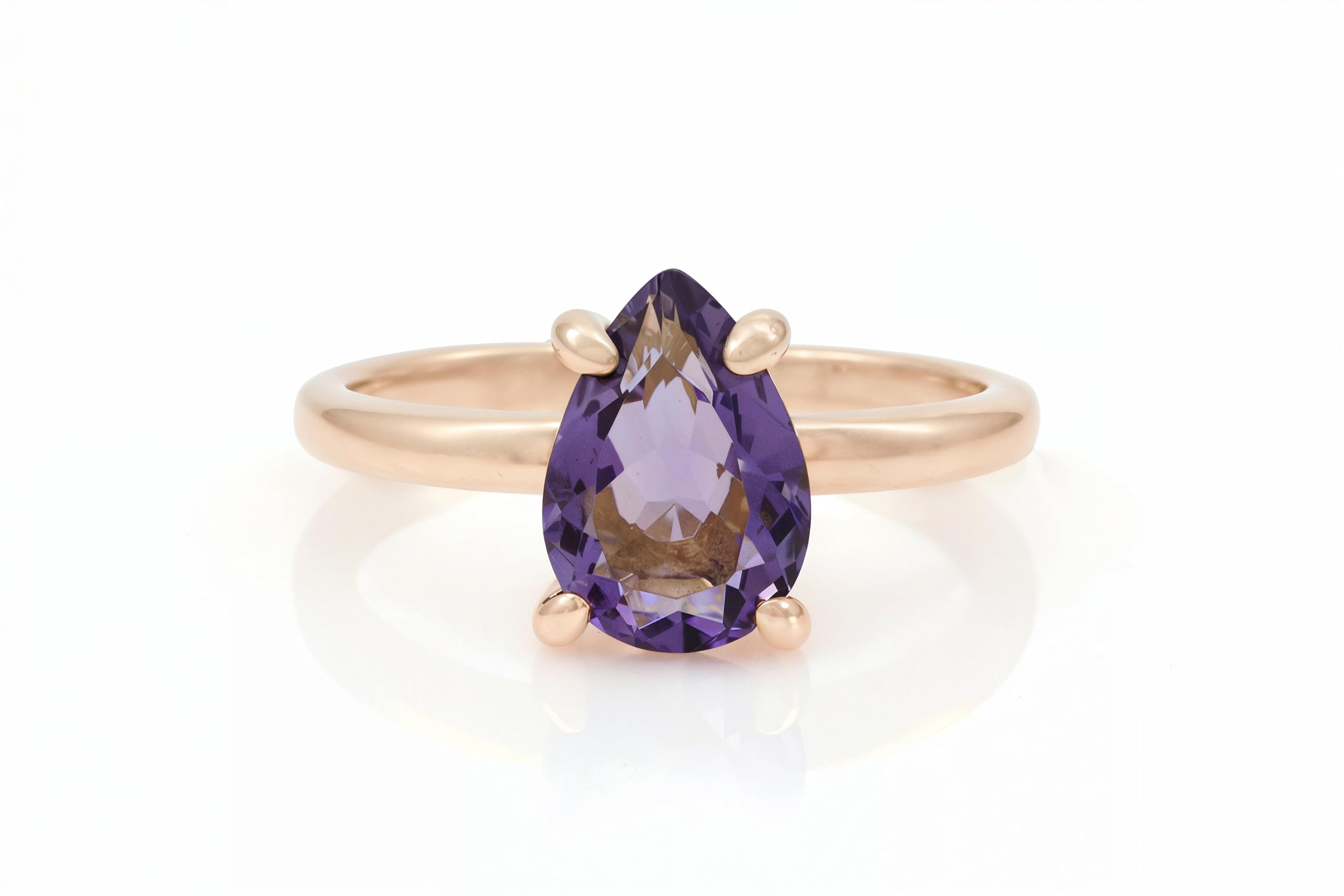 Bague améthyste or rose : le cadeau idéal de pierre de naissance de janvier avec boîte - 10