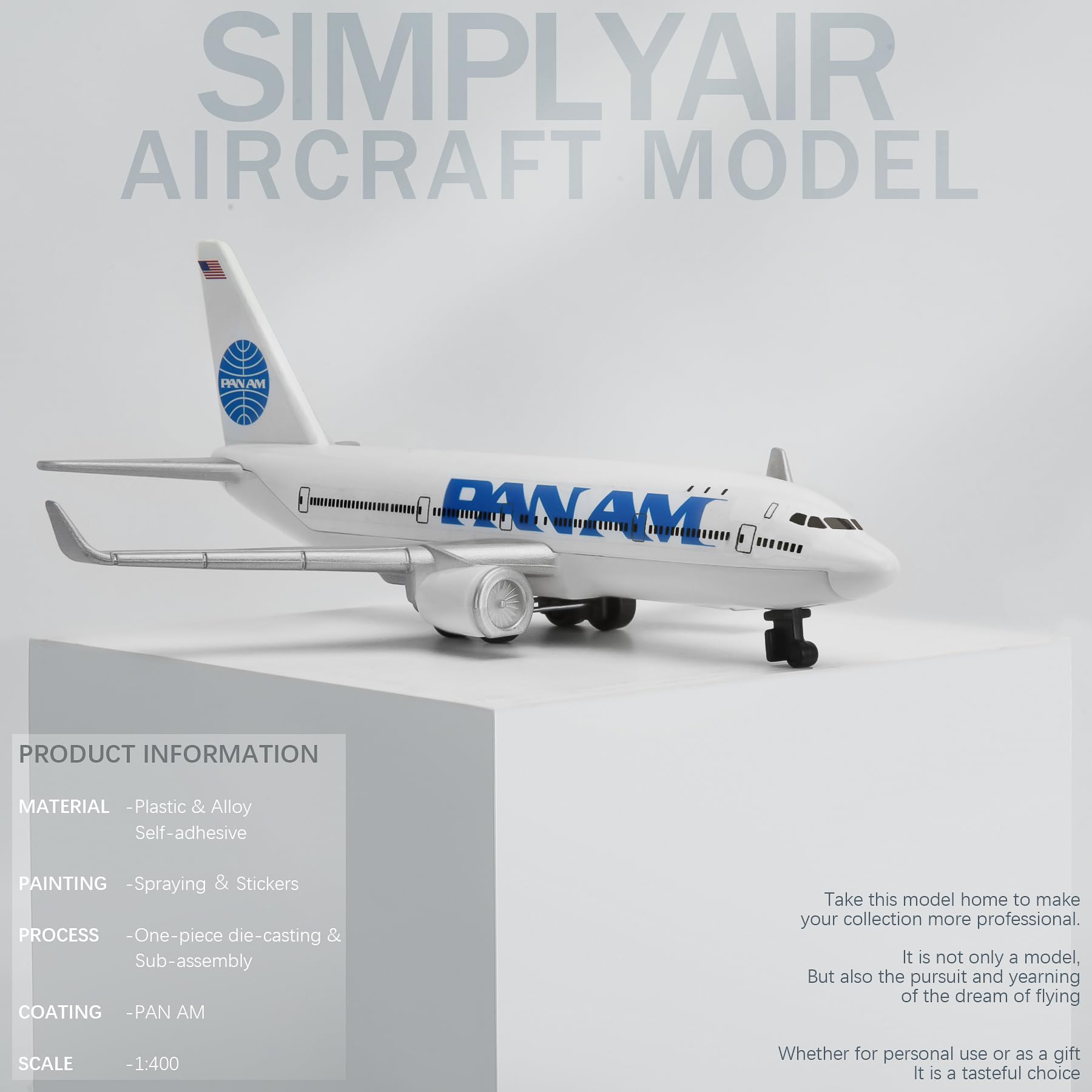 SimplyAir 1/400 panam Airplane Model Kits Plastic Airplane Model for Collection and Display