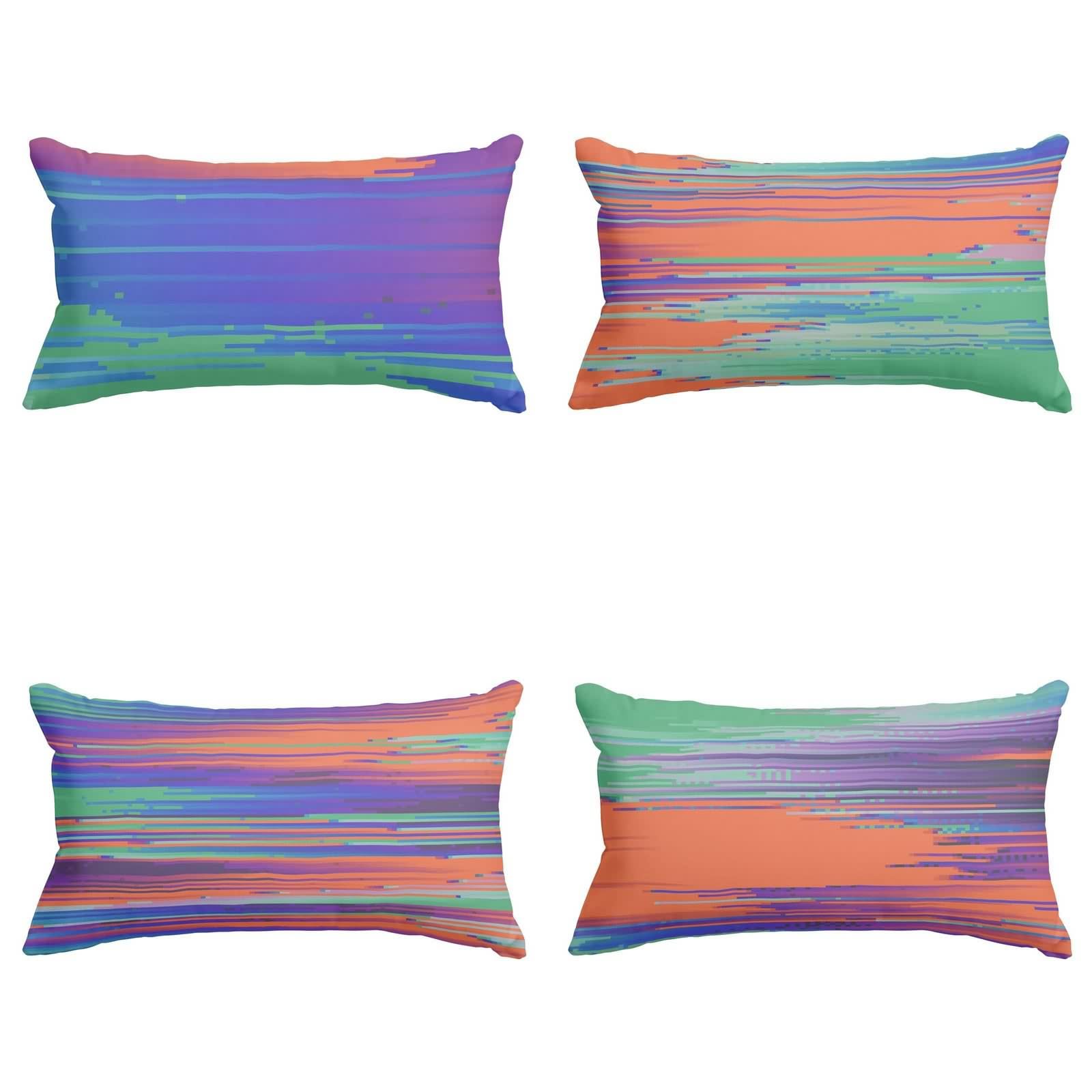 Housse coussin vintage rectangulaire 50x75 cm en soie d'art géométrique CEVAN