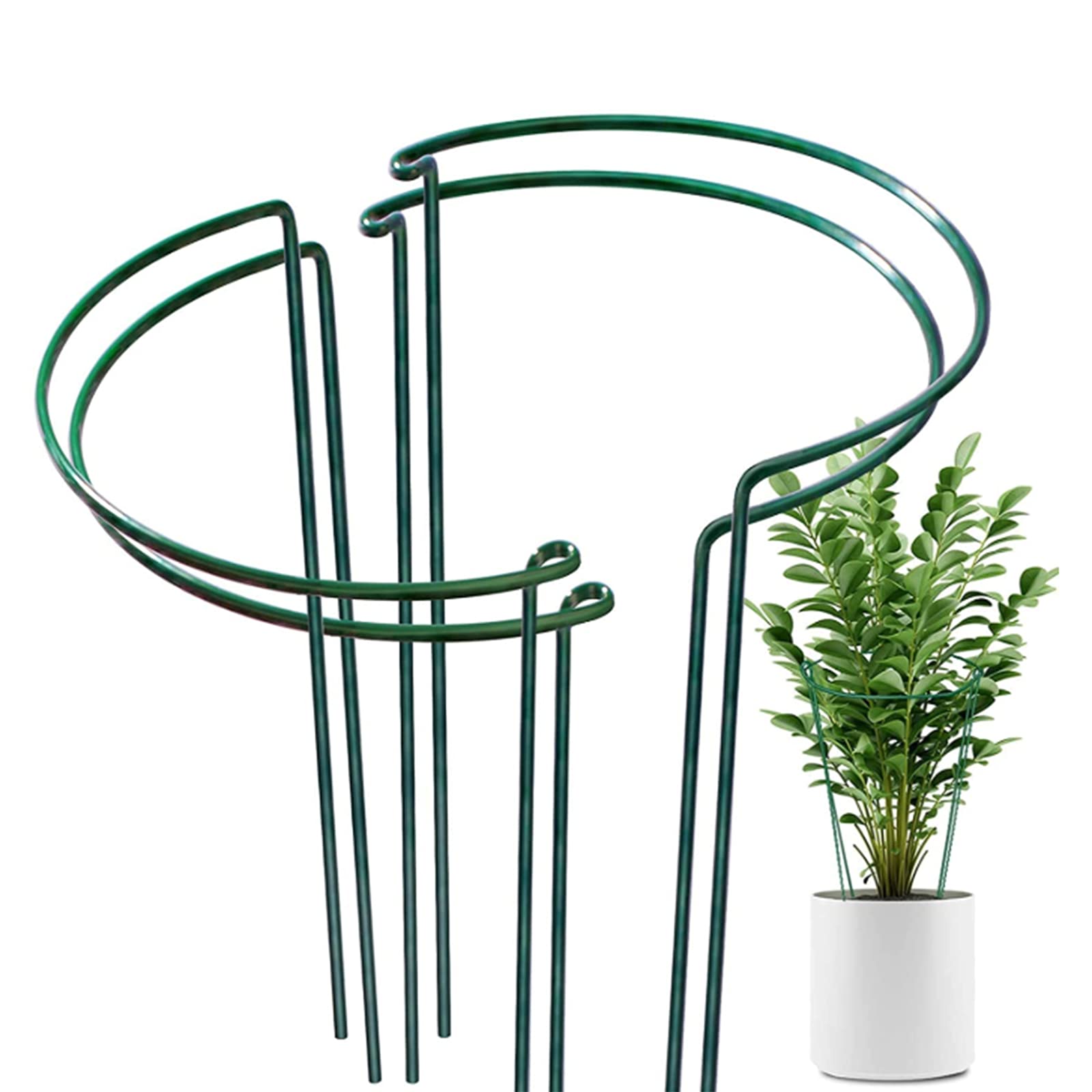 Tuteur Plante, Demi Rond Cage à Plantes, Supports De Fleurs en Métal Bordure, Piquets de Culture Intérieur, 35 * 21CM, 4 Pièces