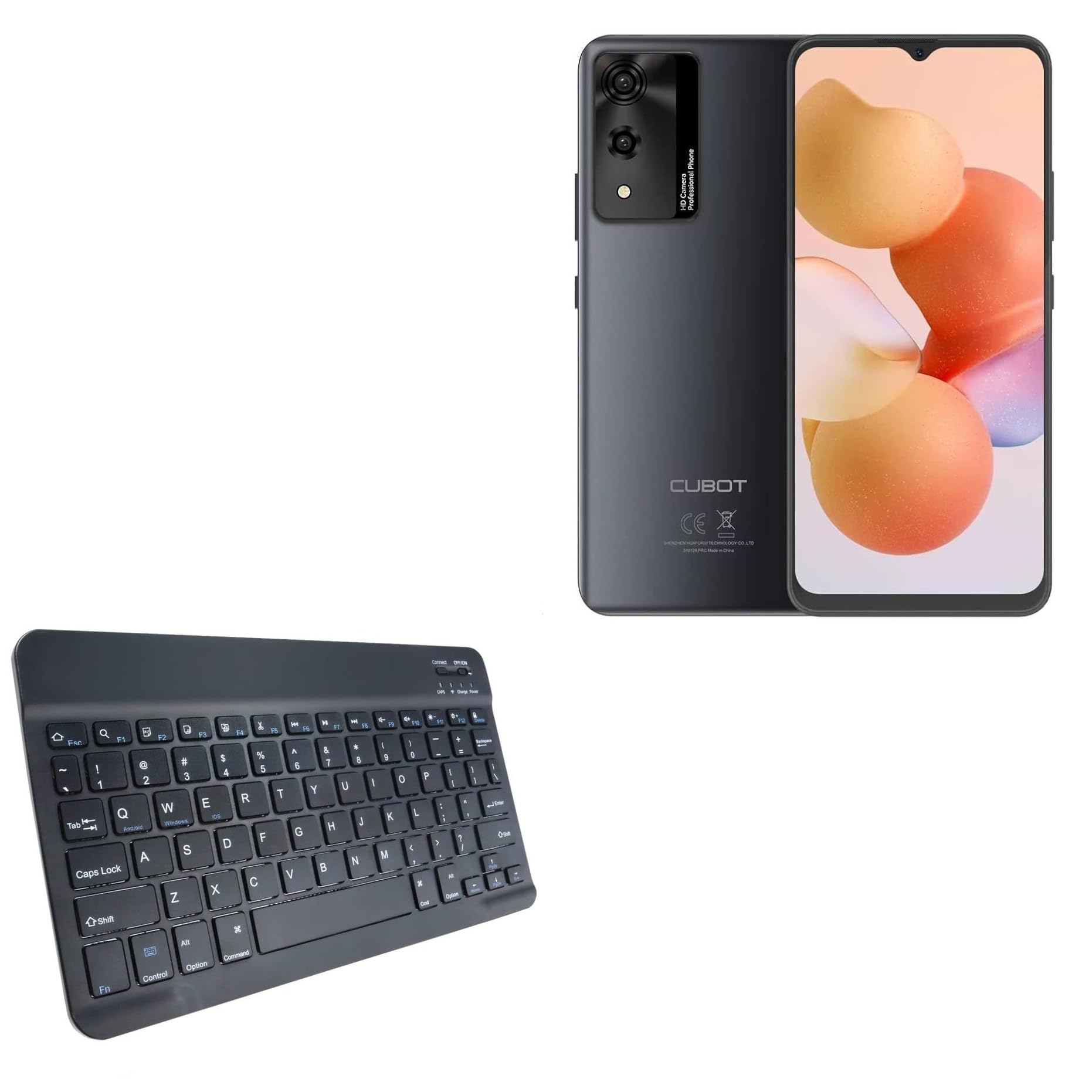 BoxWave Keyboard Compatible with Cubot A10 - SlimKeys Bluetooth Keyboard, Portable Thin with Chiclet-Style Keys - Jet Black