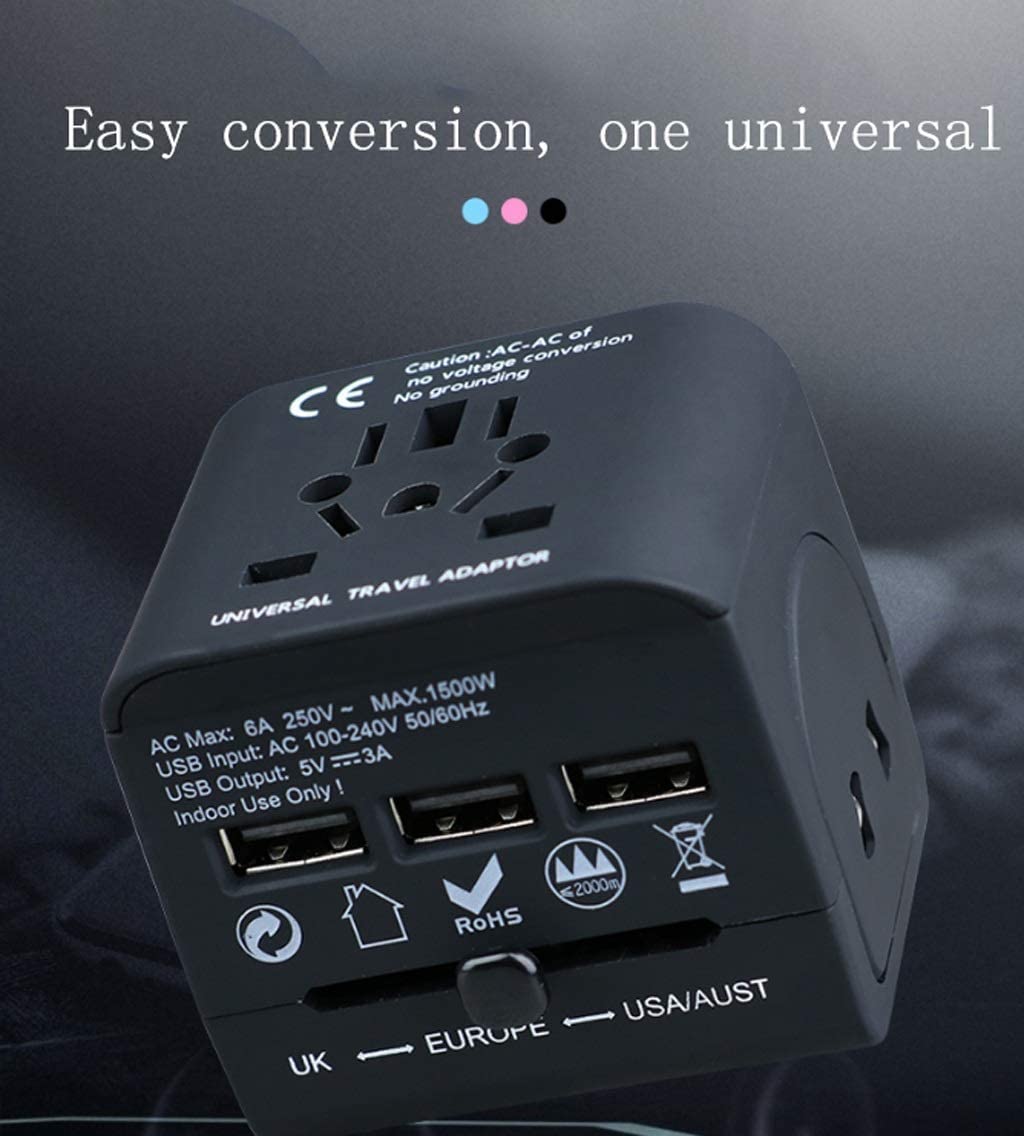 Universeller Reiseadapter mit 3 USB-Ladeanschlüssen für Uns, Eu, Uk, Aus, Europa, Handywelt, internationaler Reisesteckeradapter