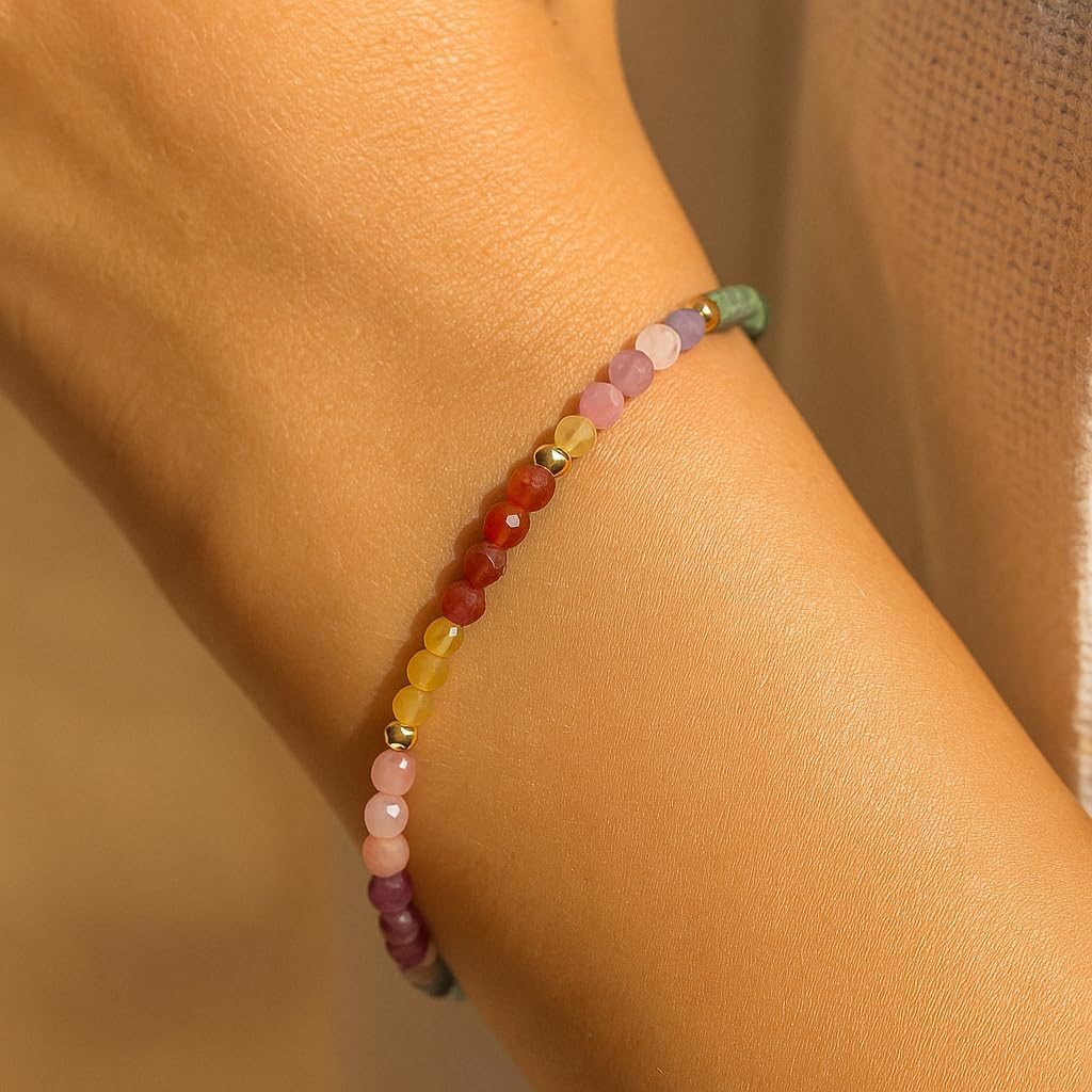 Natural Stone Bracelet for women, Adjustable Handmade Design with Colorful Gem Beads, Inspirational Fashion Jewelry Gifts for Daily Wear, Travel，Healing - Image 3