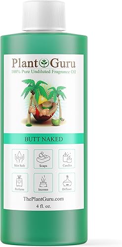 Aceite aromático Butt Naked de 4 onzas líquidas. Aceite perfumado para hacer jabón, velas, bombas de baño, mantequillas corporales. Utilizado en