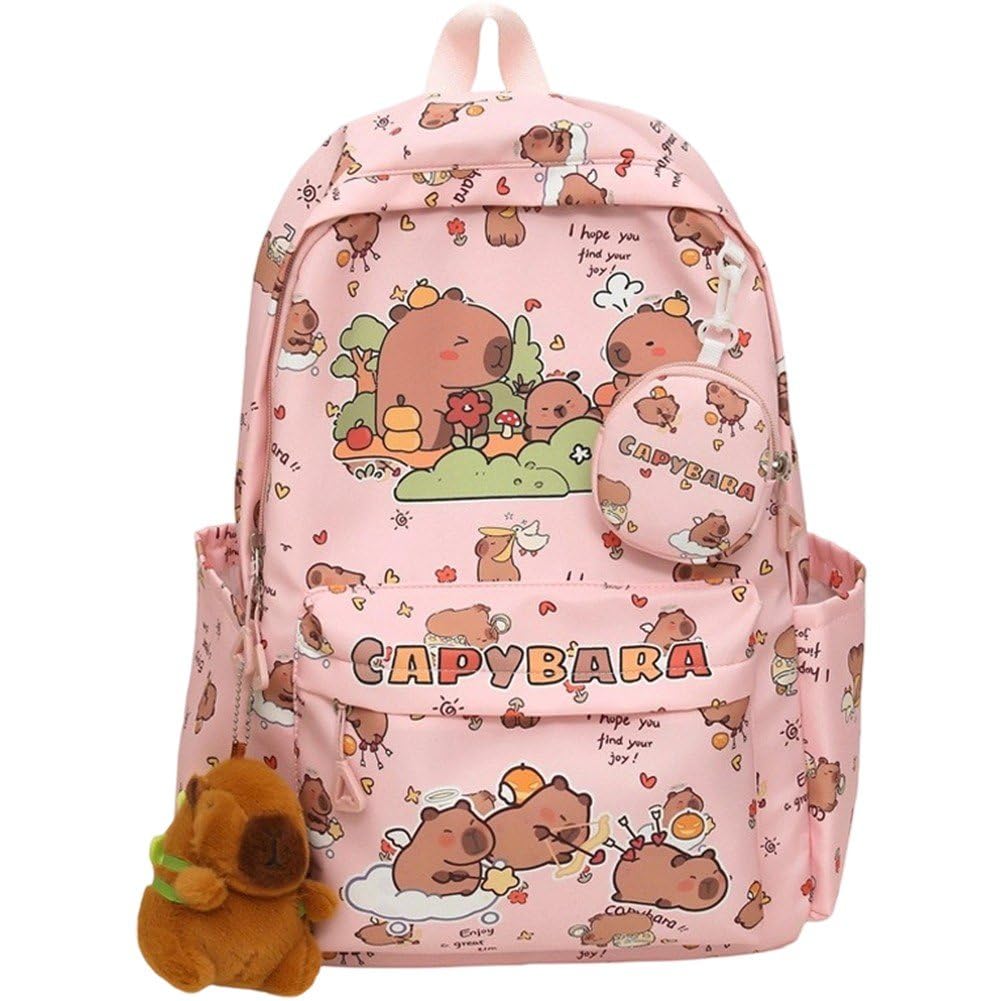Cartable capybara dessin animé sac à dos école étudiant grande capacité ajustable