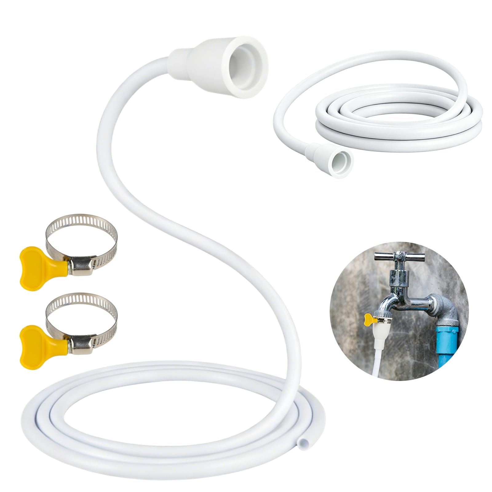 Photo 1 of 2 Pcs 9.8FT Faucet Hose Adapter for Sink, PVC Sink Hose Attachment for Faucet, Extra Long Hose and Faucet Connector with Hose Clamp, Water Transfer Accessory for Indoor Outdoor Lawn Garden Cleaning