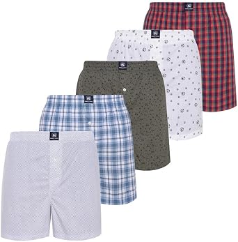 Mens Boxers, 100% Cotton Boxers for Men, Breathable Mens Boxer Shorts, Printed Multicolor Mens Boxer