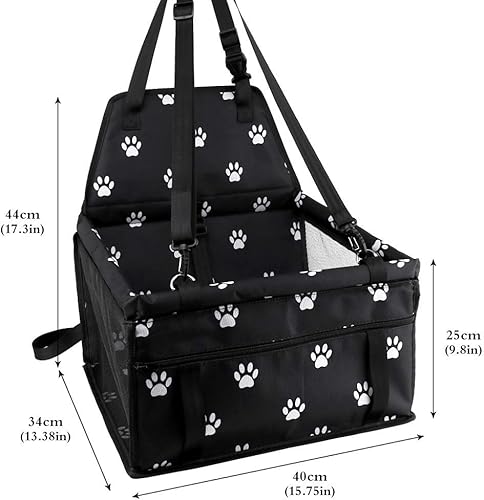 Miniatura 6 de Petbobi Silla elevada de automóvil para perro o gato portátil estable y transpirable con cinturón de seguridad para viaje viene con bolsa para su