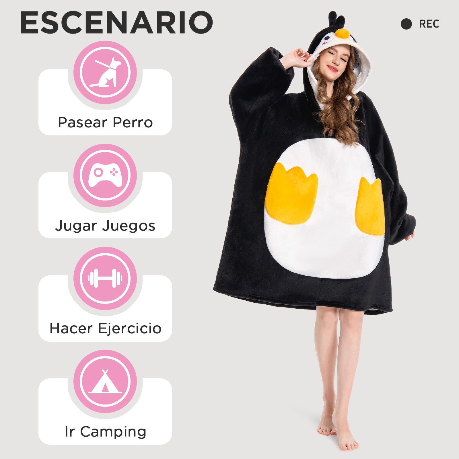 OLAOLA Sudadera con Capucha de Gran Tamaño para Adultos, Manta de Forro Polar Sherpa con Mangas y Bolsillos, Suave Cálida y Acogedora Sudadera Manta para Mujer Hombre