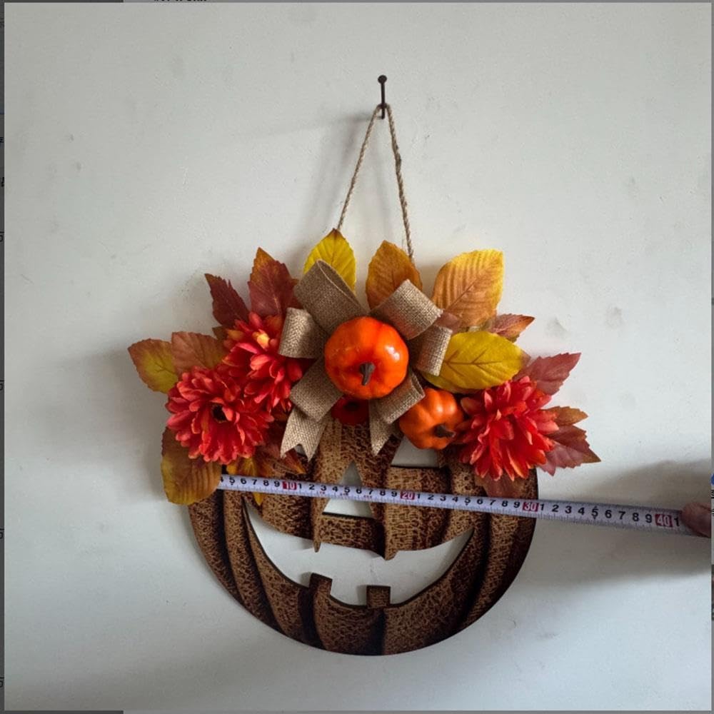 Dekoracja drzwi z dyni Halloween podświetlana, dekoracja jesienna