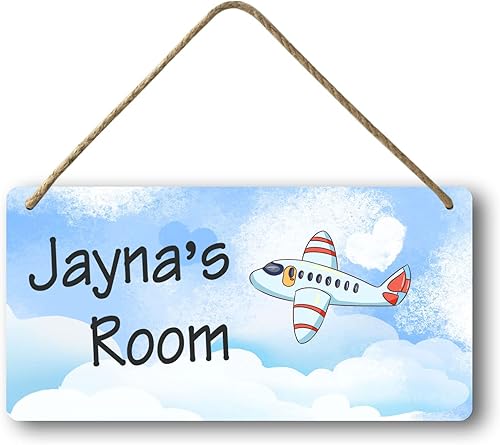 Letrero de puerta con nombre personalizado para niños, fuerza aérea, avión, avión, dormitorio, cuarto de bebé, arte de pared