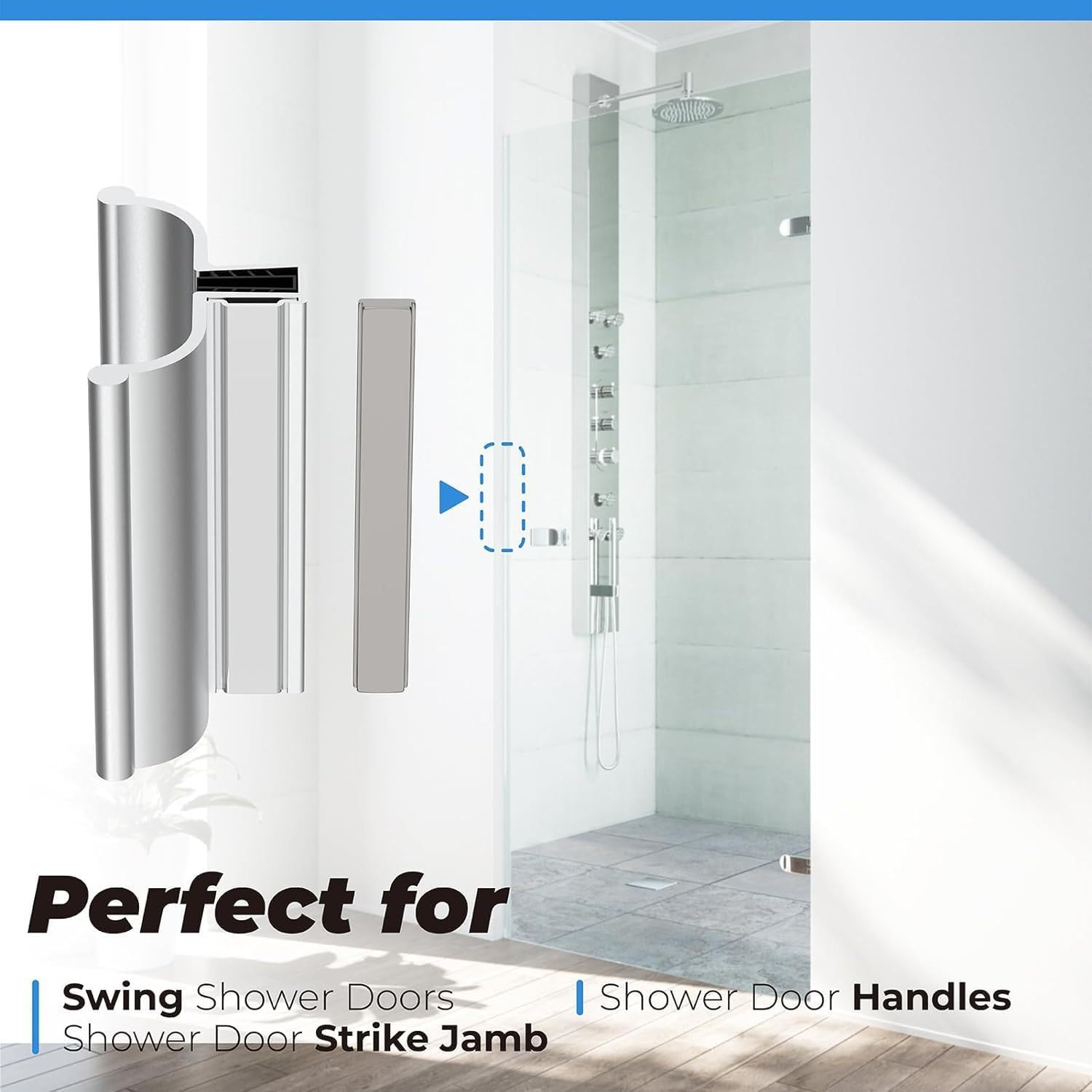 Sliding Shower Door Pull Handle for Glass Door Thickness,Universal Shower Glass Door Handle Designed for Frameless Sliding Swing Shower and Tub Enclosure Doors