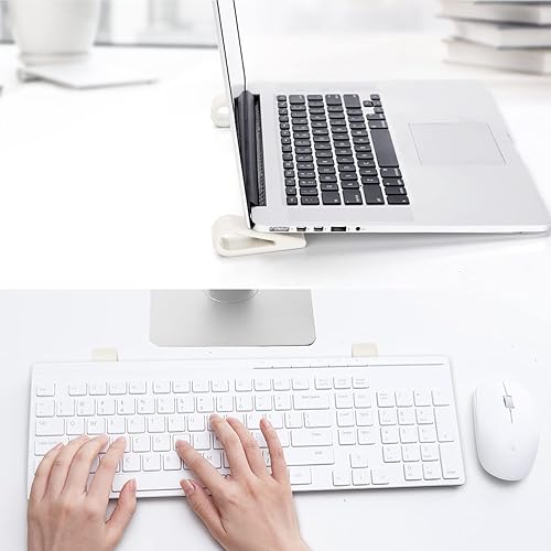 Miniatura 10 de SUPBEE Soporte universal para teclado de computadora portátilcomputadora, 4 unidades Soporte elevador de cuña inclinable de goma para escritorio,
