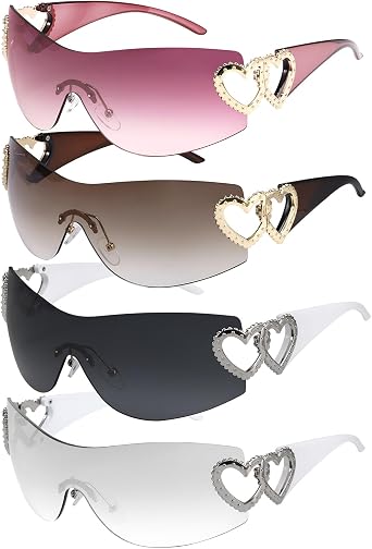Y2K Sunglasses for Women Men Y2K Wrap Around Rimless Sunglasses