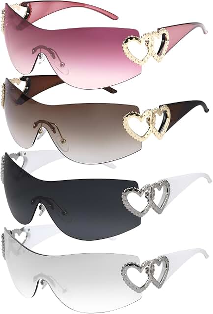 Y2K Sunglasses for Women Wrap Around Sun Glasses Men Gradient Lens