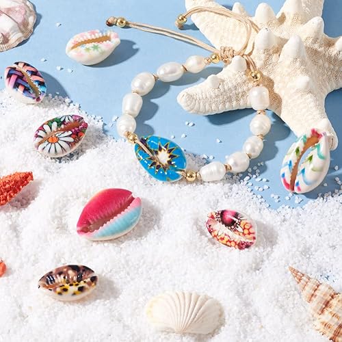 Vista 84 de Cheriswelry 50 cuentas de concha galvanizadas, conchas de cauri en espiral, conchas de mar, verano, playa, cuentas espaciadoras sueltas