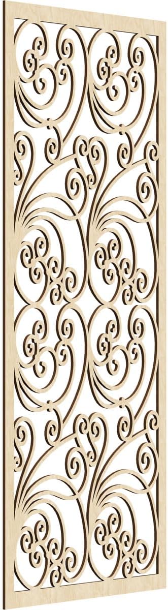 13 3/8"W x 34 3/8"H x 1/4"T Marilla Decorative Fretwork Wood Wall Panels, Hickory
