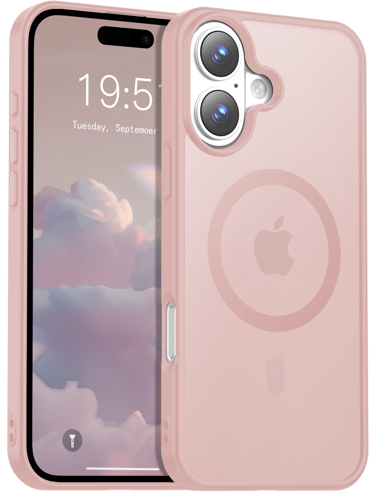 Temdan for iPhone 16 Case [Compatible with MagSafe] [Military-Grade Drop Protection] [Anti-Fingerprint] [Anti-Scratch] Slim Silky-Soft Touch Translucent Matte Case 6.1 inch, Light Pink