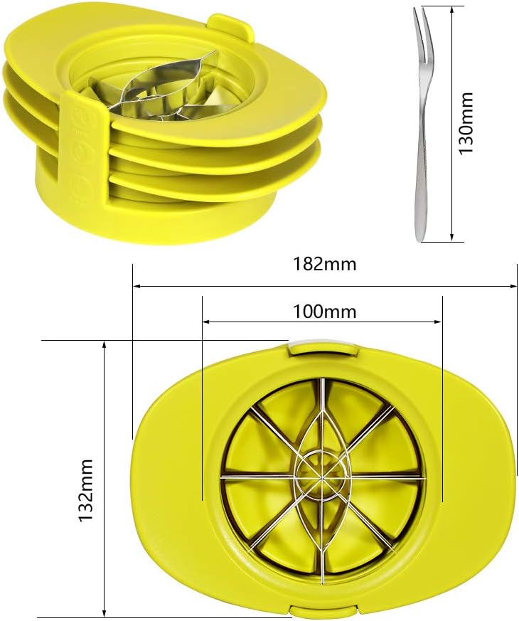 Apple Corer and Divider, GIPTIME 4-in-1 Mango Slicer Tomato Cutter with Common Base, Kitchen Fruit Corer Slicer Cutter with 8 Fruit Forks for Apple, Mango, Orange, Gift for Mother and Wife