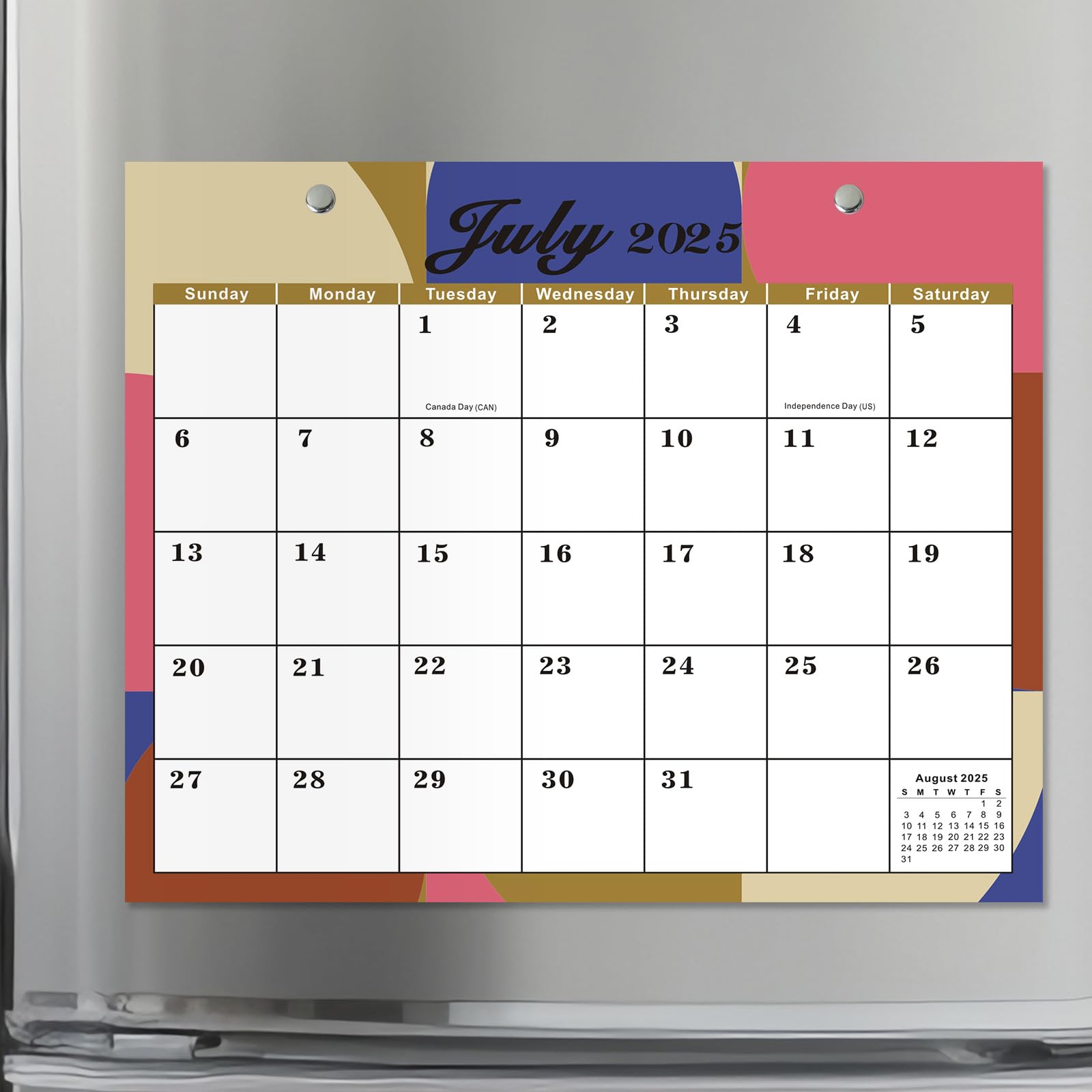 Fridge Calendar Magnetic, 18 Month Calendar July 2025-2026 UK Retro Fridge Calendars Monthly Planner Schedule Family Organiser for Events, Appointments and Reminders Tear-off Page
