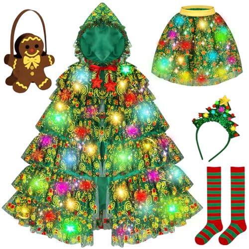 Qezny Christmas Tree Costume, Christmas Outfits for Girls 3–8 Multicolor