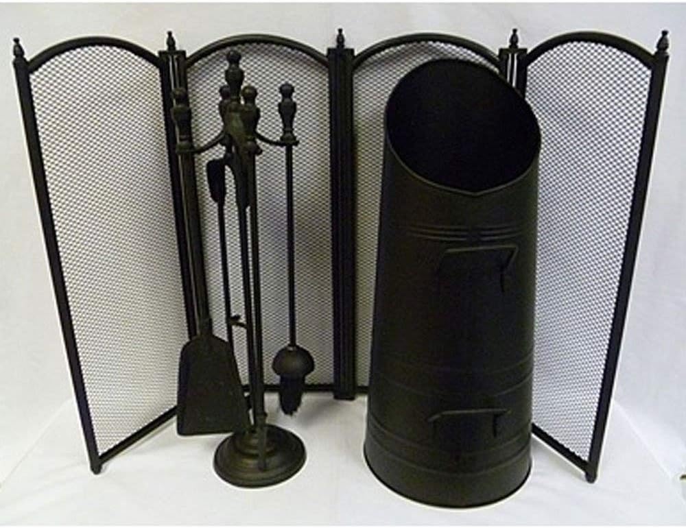Inglenook, Black Fireside Set Guard, Bucket & Companion Set