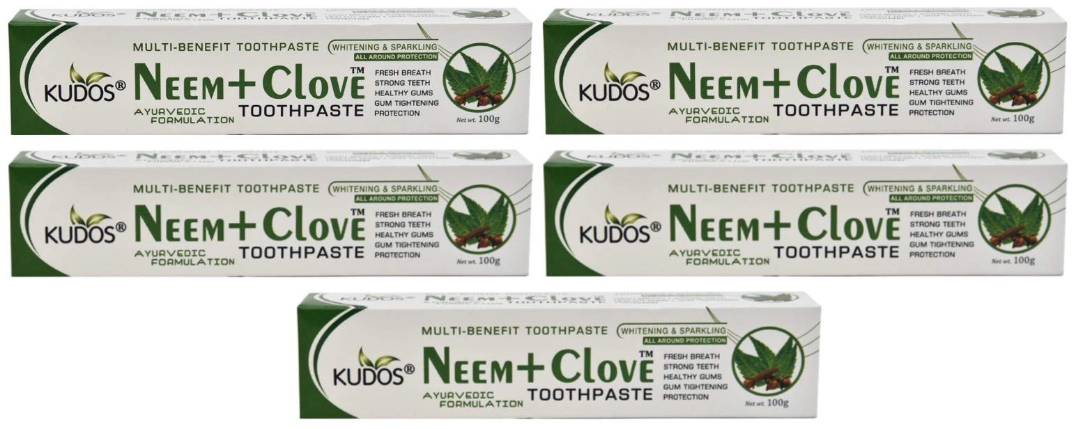 Kudos Ayurveda Neem + Clove Toothpaste (100gm, Pack of 5)-image-24