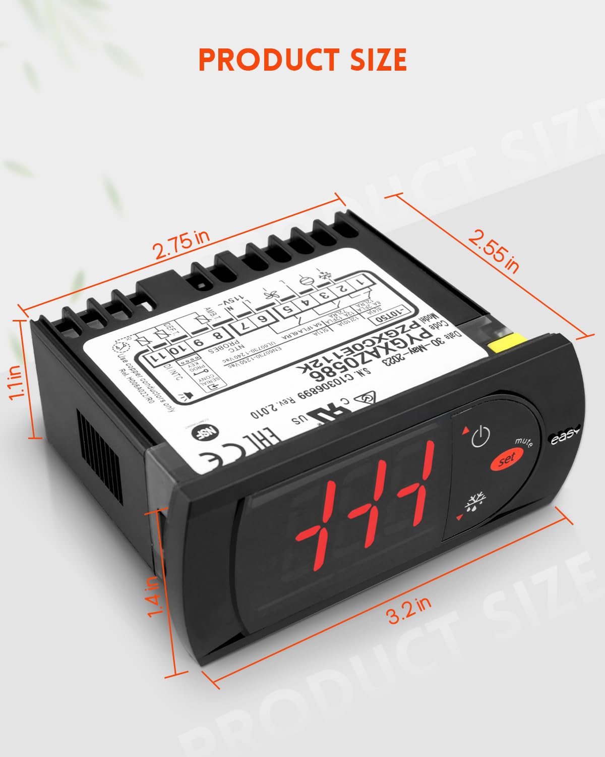 Termostato digital de control de temperatura para PZGXC0E112K con sondas de sensor de temperatura 115, apto para Carel/Main Street Equipment BMR-23-F BMR-49-F